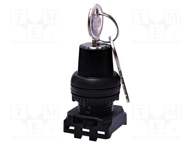 Switch: rotary with key; 22mm; black; IP65; E; Pos: 3; Ø22.5mm