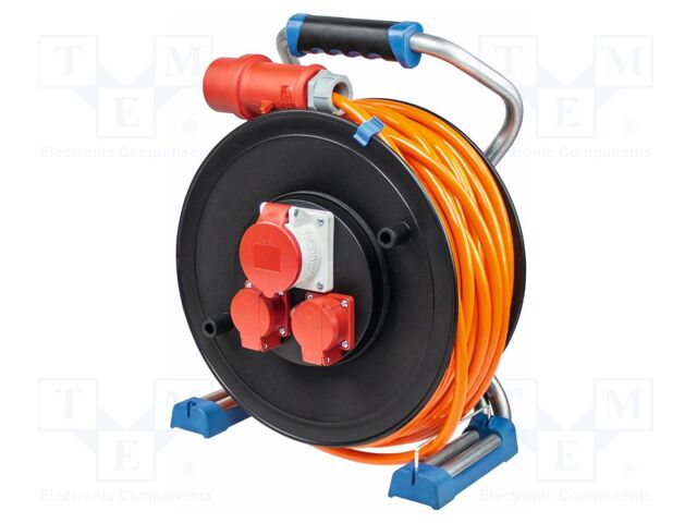 Extension lead; 5G2.5mm2; Sockets: 3; PUR; orange; 16A; Xperts