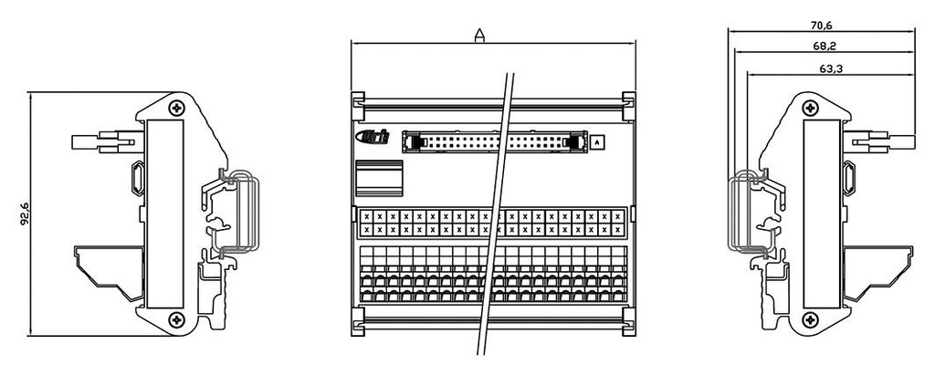 Transition module; Temp: -20÷60°C; W: 51mm; D: 70.6mm; H: 92.6mm