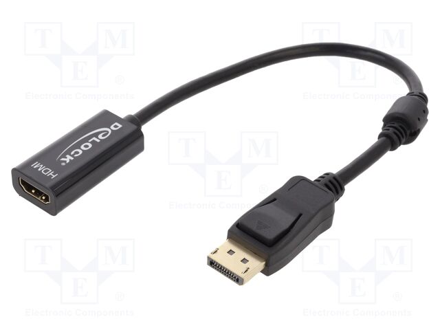 Adapter; DisplayPort plug,HDMI socket; 0.12m; black; black