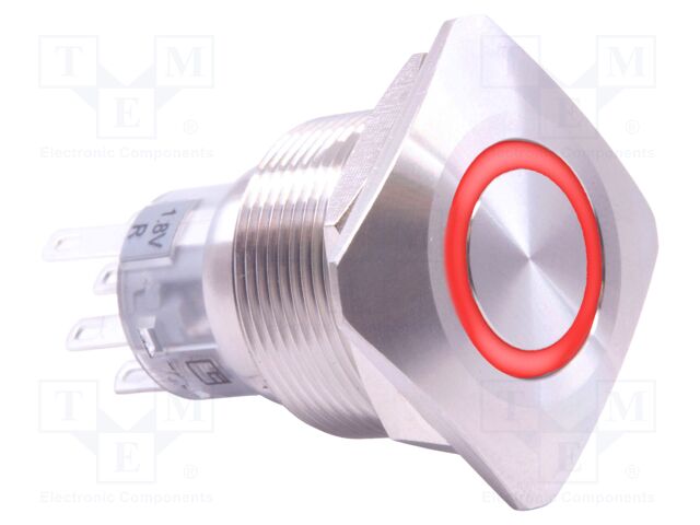 Switch: vandal resistant; SPDT; 2A/24VDC; IP65; ON-(ON); RGB; Ø22mm