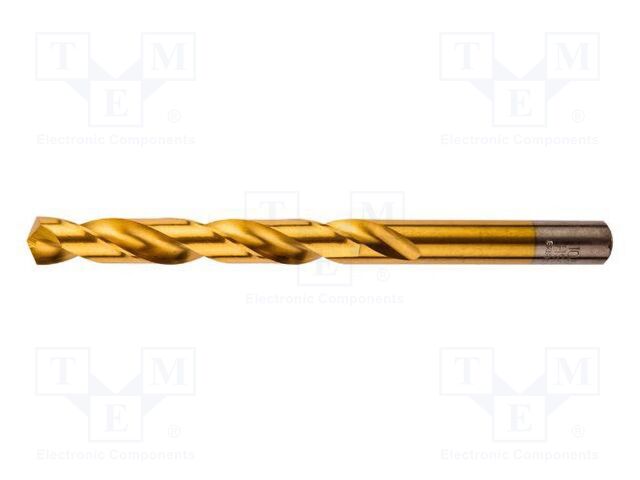 Drill bit; for metal; Ø: 10mm; Plating: titanium nitride