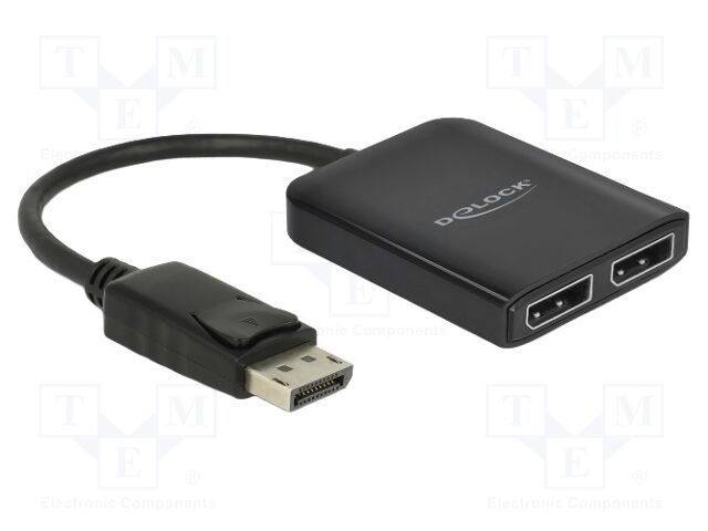 Splitter; DisplayPort 1.4; 0.2m; black; plastic; black