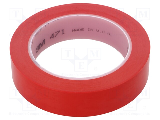 Tape: marking; red; L: 33m; W: 25mm; Thk: 0.13mm; 2.5N/cm; 130%