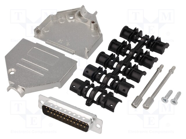 D-Sub; PIN: 25; plug; male; soldering; for cable; black