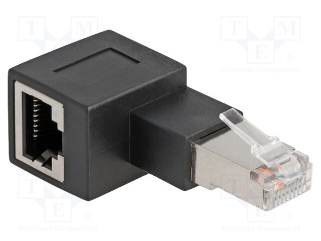 Cat: 6a; RJ45 socket,RJ45 left angled plug; Plating: gold-plated
