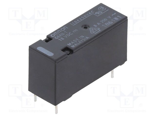 Relay: electromagnetic; SPDT; Ucoil: 18VDC; 8A/250VAC; 5A/30VDC