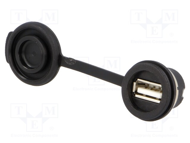 Socket; USB A; 1310; for panel mounting,rear side nut; soldering
