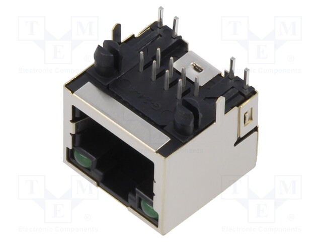 Socket; RJ45; PIN: 8; shielded,with LED; Layout: 8p8c; THT