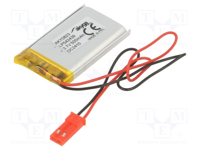 Re-battery: Li-Po; 3.7V; 500mAh; cables,JST SYP-02T-1 socket