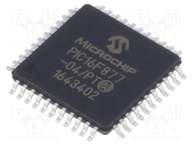 PIC microcontroller; Memory: 14kB; SRAM: 368B; EEPROM: 256B; SMD
