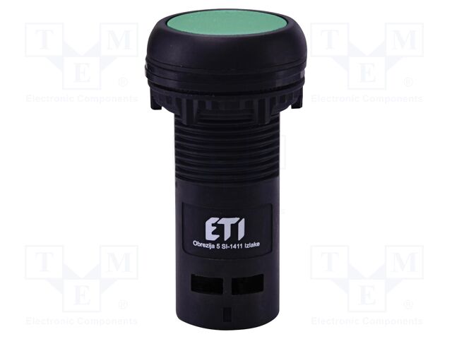 Switch: push-button; 22mm; NC; green; IP65; flat; E; Pos: 2; Ø22.5mm