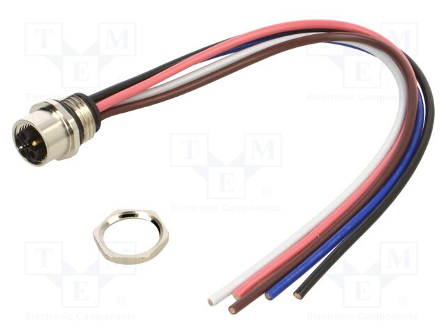 Connector: M12; socket; male; straight; with lead; PIN: 5; 2.08mm2