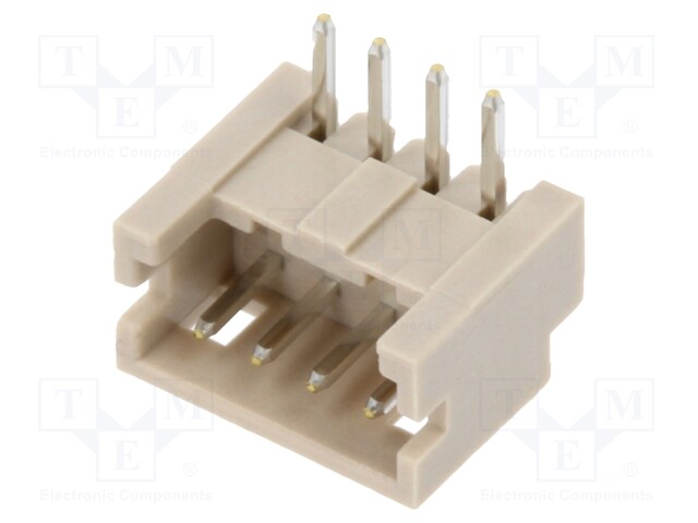 Socket; wire-board; male; DF13; 1.25mm; PIN: 4; THT; on PCBs; tinned
