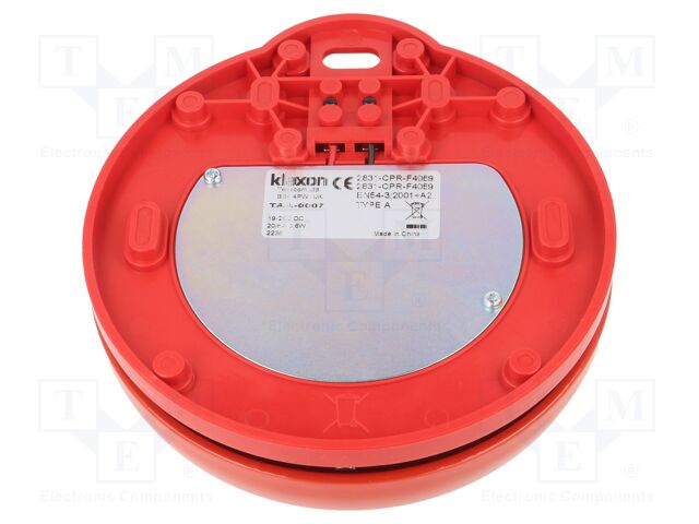 Signaller: sound; bell; 19÷28VDC; 95dB; TAA; IP21C; Mat: steel; red