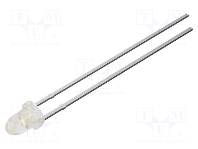 LED; white warm; 3mm; 14400mcd; 15°; Front: flat; 2.9VDC; bullet