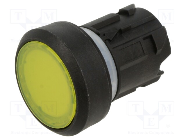 Switch: push-button; 22mm; Stabl.pos: 1; yellow; yes; flat; Pos: 2