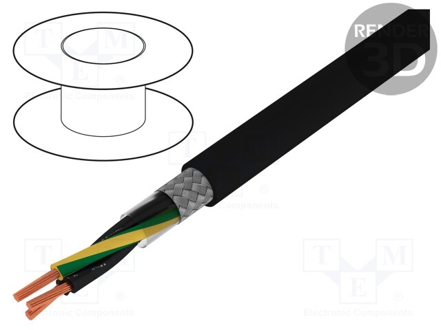 Wire; JZ-500-C; 3G0,75mm2; tinned copper braid; PVC; black