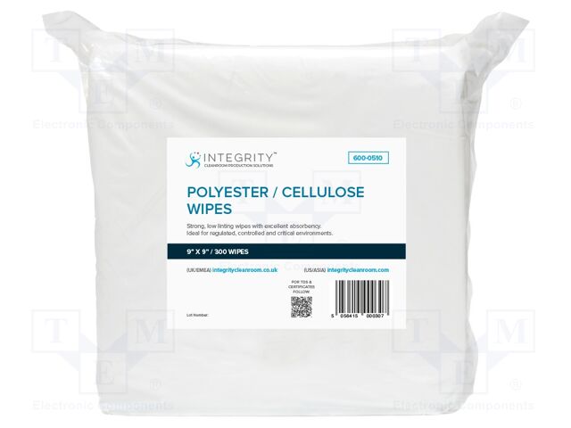 Wipe: cloth; 45% polyester 55% cellulose; 300pcs; 228.6x228.6mm