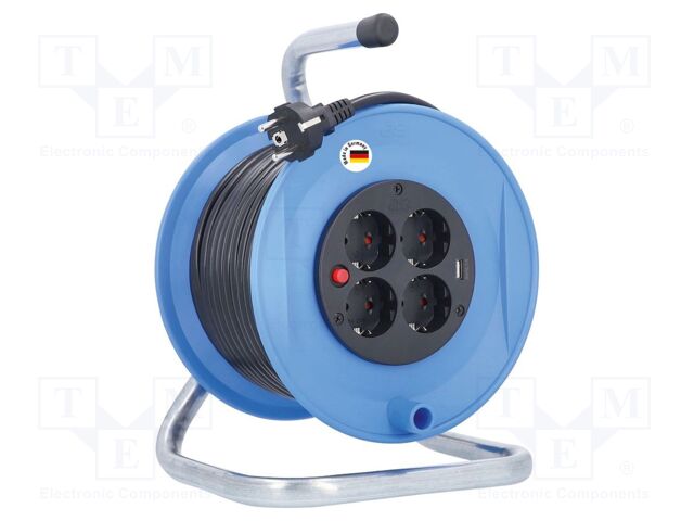 Extension lead; 3G1.5mm2; reel,with brake,rolled; Sockets: 5