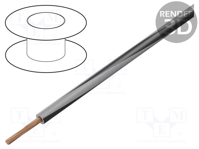 Wire; LgY; stranded; Cu; 1.5mm2; grey-black; PVC; 300/500V; 100m