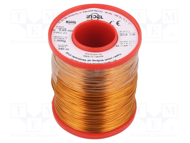 Coil wire; double coated enamelled; 0.65mm; 1kg; -65÷200°C