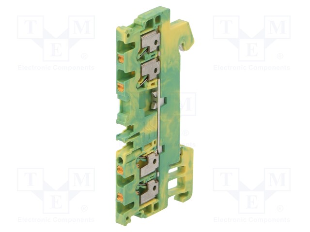 Splice terminal: rail; 1.5mm2; ways: 1; terminals: 4; yellow-green
