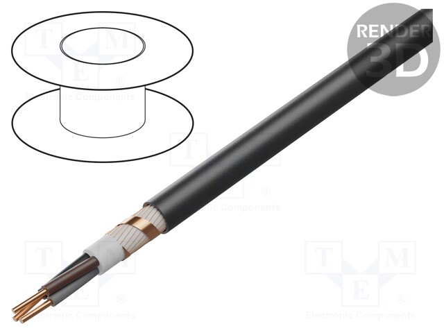 Wire; NYCWY; 3x16mm2; solid; Cu; PVC; black; 600V,1000V; CPR: Eca