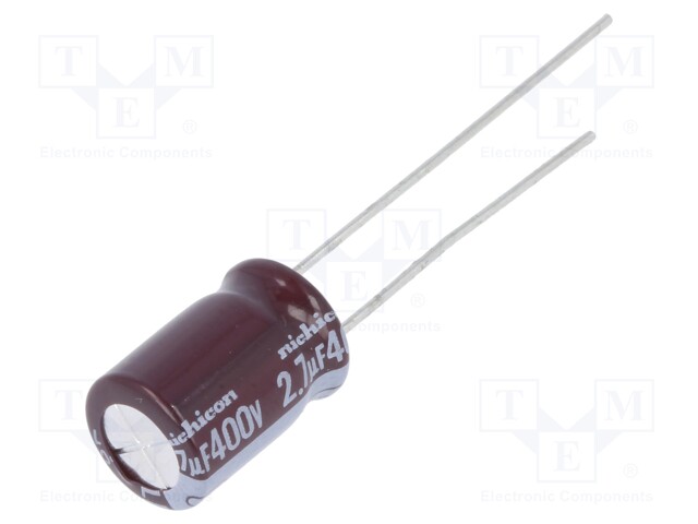 Capacitor: electrolytic; THT; 2.7uF; 400VDC; Ø8x11.5mm; ±20%