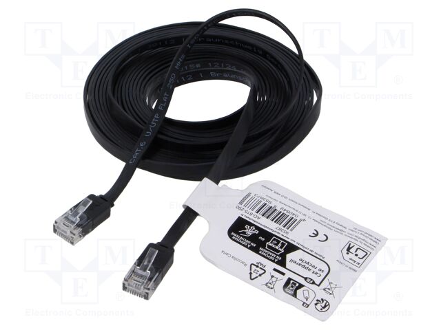 Patch cord; U/UTP; 6; stranded; Cu; PVC; black; Len: 5m; 32AWG
