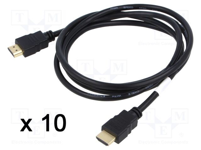 Cable; HDMI 1.4; HDMI plug,both sides; PVC; 1.8m; black; 30AWG