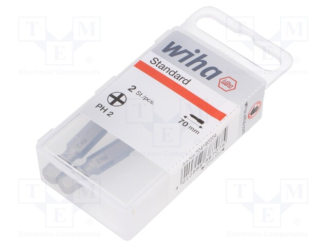 Screwdriver bit; Phillips; PH2; Overall len: 70mm; 2pcs.