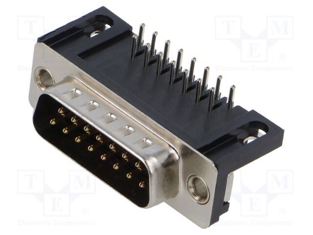 D-Sub; PIN: 15; socket; male; on PCBs; angled 90°; THT