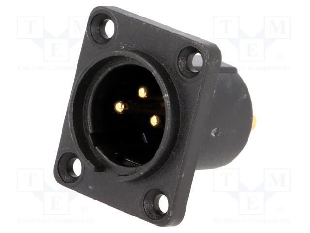 Socket; XLR; male; PIN: 3; sealed; flange (4 holes),screw; 5A