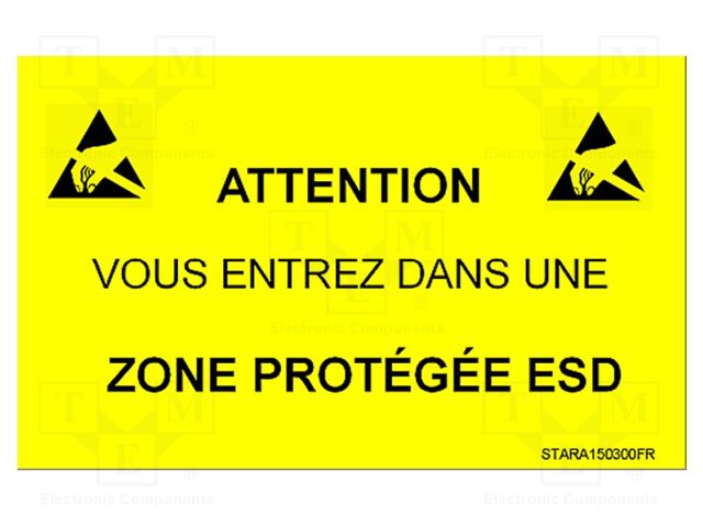 Information board; ESD,self-adhesive; 300x150mm; black,yellow