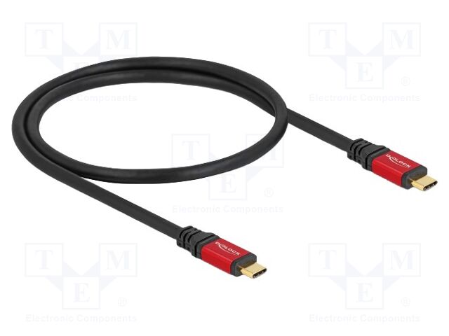 Cable; USB C plug,both sides; gold-plated; 0.5m; black; metal