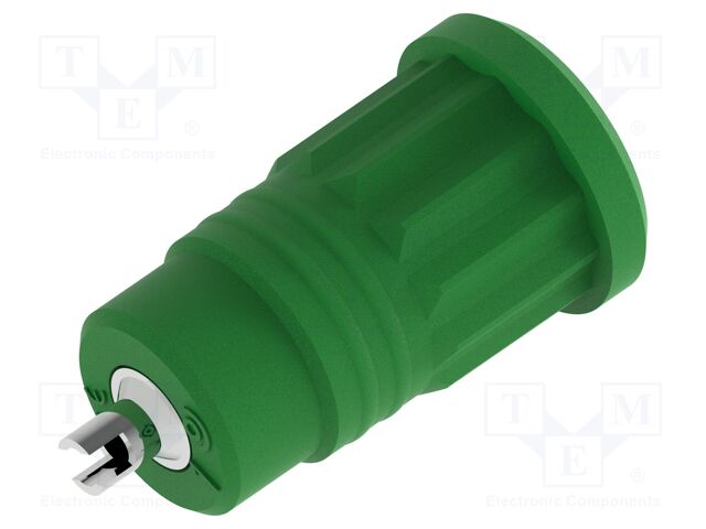 Connector: 4mm banana; socket; 25A; green; nickel plated; soldered