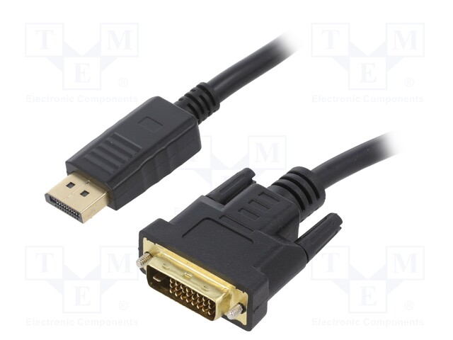 Cable; DisplayPort plug,DVI-D (24+1) plug; 3m; black