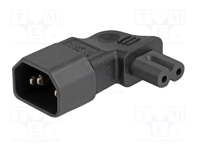 IEC C14 male,IEC C7 female; angular; 2.5A; 250V