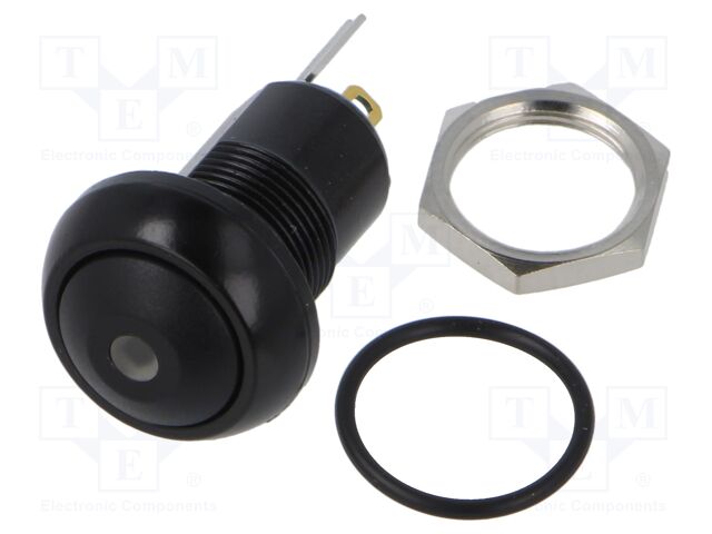 Switch: push-button; Pos: 2; SPST-NO; 2A/125VAC; 4A/12VDC; OFF-ON