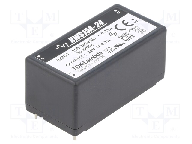 Converter: AC/DC; 16.8W; Uout: 24VDC; Iout: 700mA; 82÷85%; 85÷265VAC