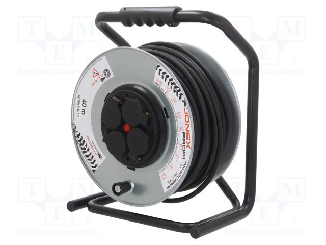 Extension lead; reel,with non-rotating sockets; Sockets: 4; 40m