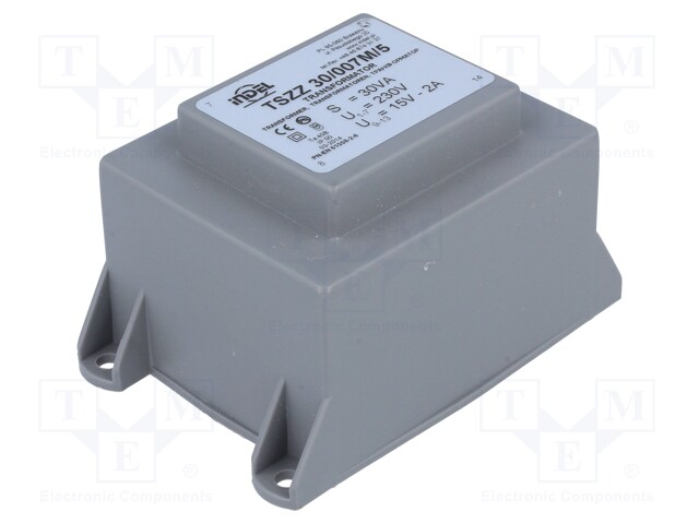 Transformer: encapsulated; 30VA; 230VAC; 15V; 2A; Mounting: PCB
