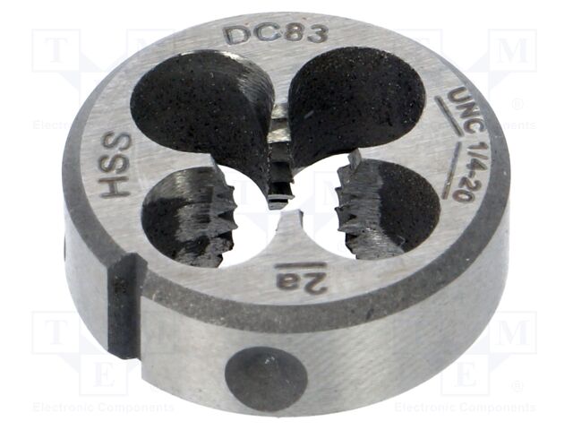 Threading die; high speed steel; UNC 1/4-20; Ø: 20mm; Thk: 7mm