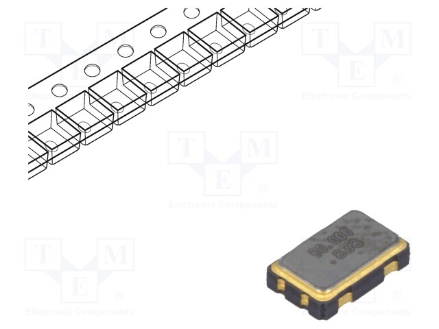 Resonator: quartz; 50MHz; 15pF; SMD; Body dim: 5x3.2x1.3mm; 10ms