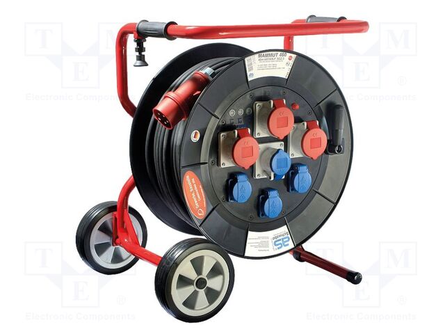 Extension lead; 5G2.5mm2; Sockets: 7; rubber; black; 40m; 16A