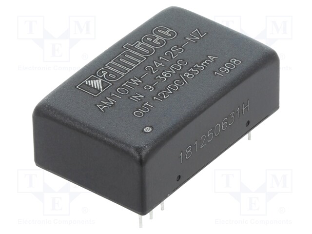 Converter: DC/DC; 10W; Uin: 9÷36V; 12VDC; Iout: 0.833A; DIP24; 14g