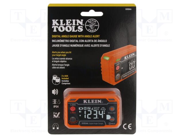 Electronic protractor; Range: 0÷180°,0÷90°; 72x45x26mm; IP54
