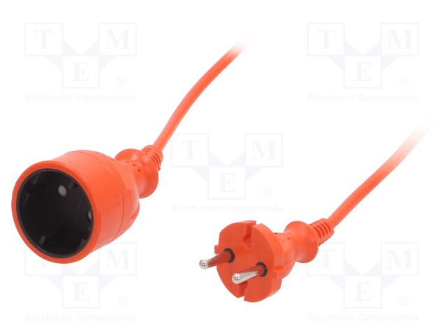 Extension lead; Sockets: 1; PVC; orange; 2x1mm2; 30m; 10A