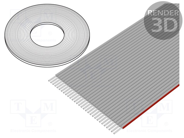 Wire: ribbon; 1mm; stranded; Cu; 30x28AWG; unshielded; PVC; grey